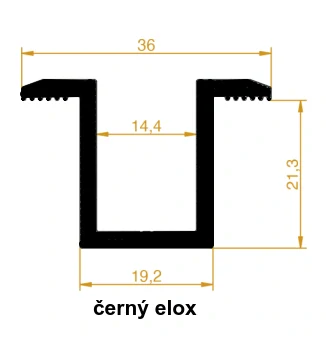 FVE středová úchytka - černý elox